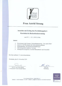 Qualifikation und Nachweis der Physiotherapie Praxis mensana•med in Köln für den Bereich der Bewegungstherapie.